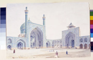 Udsigt over det indre af gården til den store moske i Isfahan
