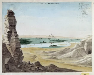 Udsigt taget fra Mount Kattan. Egypten. 1818 Tegning af Pascal Coste (1787-1879) Museum of Mediterranean Archaeology, Marseille