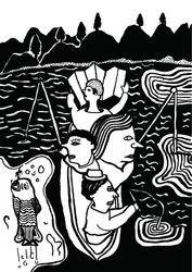 Catching A Fish, 2014 (blæk og pensel)