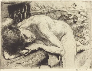 Model sover på gulvet Modellen sover på gulvet, 1885.