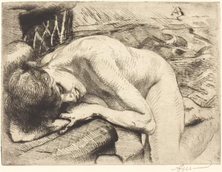 Model sover på gulvet Modellen sover på gulvet, 1885.
