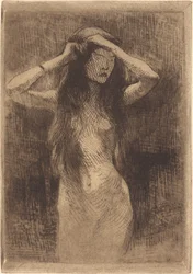Nøgen pige, der reder sit hår, 1887.