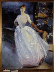 Portræt af Madame Roger Jourdain, malerens hustru. Maleri af Paul Albert Besnard (1849-1934)