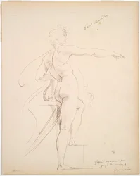 Studie af Apollo for Marsyas (recto); Ansigt i profil (verso)