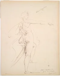 Studie af Apollo for Marsyas recto, Face in Profile verso, slutningen af 1860