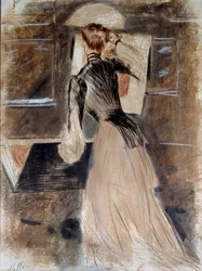 Portræt i fuld længde af Madeleine Carlier. Paul Helleu (1859-1927), 20. århundrede. Bayonne, Bonnat Museum