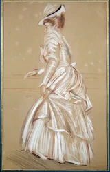 Portræt af en kvinde i hvidt. Tegning af Paul Helleu (1859 - 1927), 20. århundrede. Bayonne, Musée Bonnat
