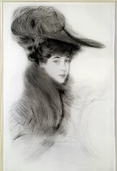 Portræt af hertuginden af Malborough. Tegning af Paul Helleu (1859-1927), 20. århundrede. Bayonne, Musée Bonnat
