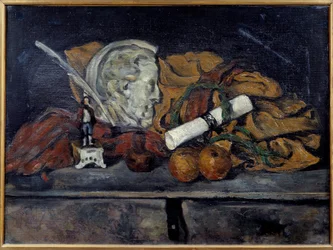Cezannes tilbehør. Stilleben med medaljon af Philippe Solari Maleri af Paul Cezanne (1839-1906) 1873 Søn. 0,6x0,8 m Paris, musee d