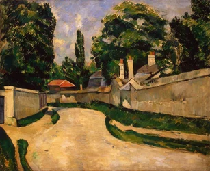 Huse langs en vej, ca. 1881 (olie på lærred)