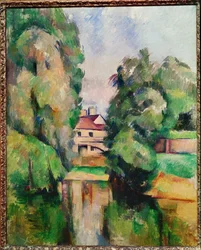 Mølle ved floden (olie på lærred)