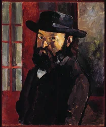 Portræt af Cezanne med filthat (olie på lærred)