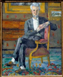 Portræt af Victor Chocquet (1821-1891) Maleri af Paul Cezanne (1839-1906) 1877 Søn. 0,46x0,38 m Ohio. Colombus Gallery of Fine Art - Portræt i fuld længde af Victor Chocquet (1821-1891). Maleri af Paul Cezanne (1839-1906)