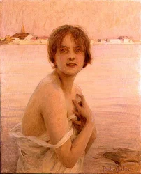 Girl by the Sea (olie på lærred)