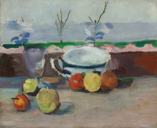 Kop, glas og frugt, III, ca. 1877 (olie på lærred)