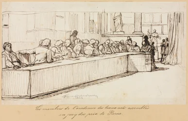 Medlemmerne af Academy of Beaux-Arts forsamlede til juryen Romprisen, 1841 eller 1842.