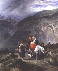 Sigøjnerfamilie på en bjergbane