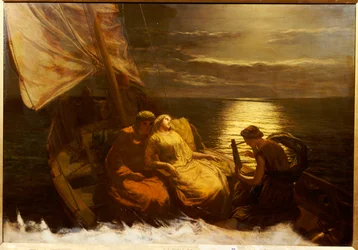 Glaucus og Iones flugt, med den blinde pige Nydia, fra Pompeji, 1860