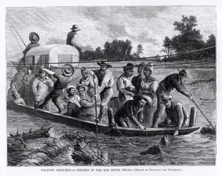 Western Sketches, a Freshet in the Red River, Texas, illustration fra 