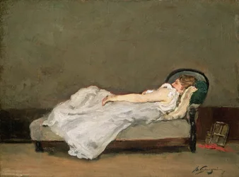 Lyshåret kvinde på en sofa, 1884