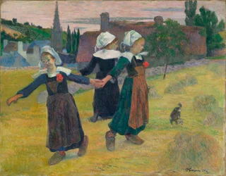 Fransk: La Ronde des petites Bretonnes Bretonske pigers dans, Pont-Aven