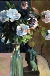 Fransk: Nature morte à la statuette, ou Roses et statuette Roses and Statuette