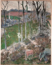 Vinter. Petit Breton arraant son sabot (olie på lærred)