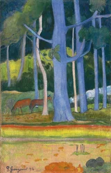Landskab med blå træstammer, 1892