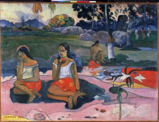 "Nave Nave Moe" (The Sacred Spring: Sweet Dreams) Maleri af Paul Gauguin (1848-1903) (Post-Impressionism) 1894 Dim. 73x98 cm Sankt Petersborg, museum for Eremitagen