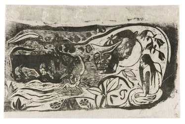 Tallerken med Hovedet af en Horned Devil, fra Suite of Late Wood-Block Prints
