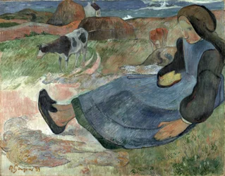 Siddende Breton Pige.