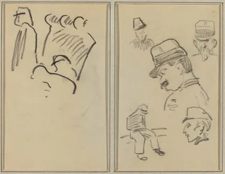 Soldater; Fire soldater og en siddende figur [verso]