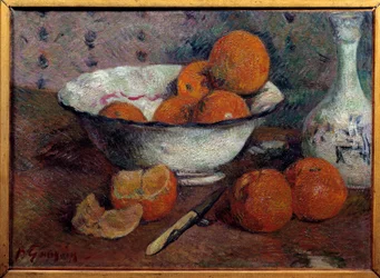Stilleben med appelsiner. Maleri af Paul Gauguin (1848-1903), omkring 1880. Mål: 0,33 X 0,46 m. Rennes, Museet for Skønne Kunster