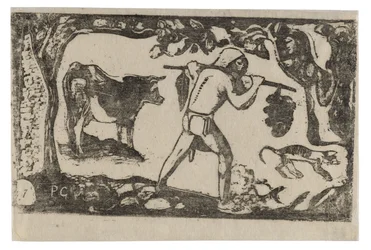 Tahitian Carrying Bananas, fra Suite of Late Wood-Block Prints
