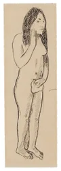 Tahitianske Eva (relateret til maleriet Parau ne te varua ino) (recto); Fragment af inskription (relateret til Cahier pour Aline) (verso)