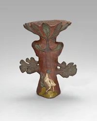 Vase i form af en tropisk plante med fugl og guddom, 188788.