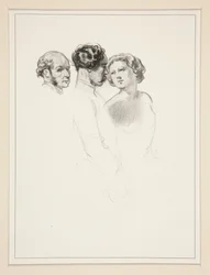 Figurstudie; gruppe på tre figurer