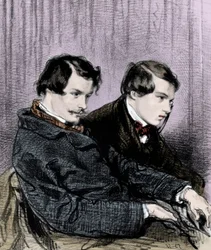 Goncourt-brødre - Edmond de Goncourt (1822-1886) og Jules de Goncourt (1830-1870) i en boks på teatret