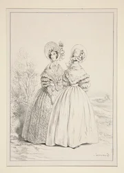 MAJ 1837. Kyse (sic) med snøre og buket violer; ...