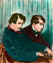 Portræt af Edmond Goncourt (1822-1896) og Jules Goncourt (1830-1870) brødreforfattere. Tegning af Paul Gavarni (1804-1866)