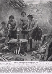 Et travlt støberi i bronzealderen, illustration fra "The Story of the British People", ca. 1950