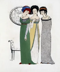 Skabelsen af ​​Paul Poiret fra ""Les Dresses de Paul Poiret"", tegning af Paul Iribe. 1908