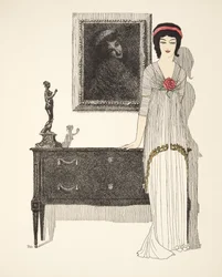 Aftenkjole, fra pubben Les Robes de Paul Poiret. 1908 (stenciltryk)