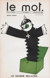 Et af «Ordet», der skildrer kejser Wilhelm 2. som djævlelegetøj i en æske - Tegning af Paul Iribe (1883-1935), 1915
