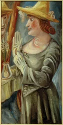 Fru K. foran spejlet