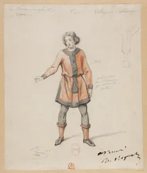 Gounod - Den blodige nonne - Fire kostumemodeller af Paul Lormier - 1. Bøhmisk landsbyboer