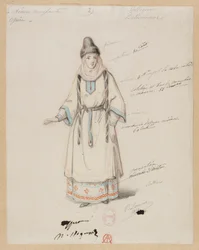 Gounod - Den blodige nonne - Fire kostumemodeller af Paul Lormier - 2. Bøhmisk landsbyboer