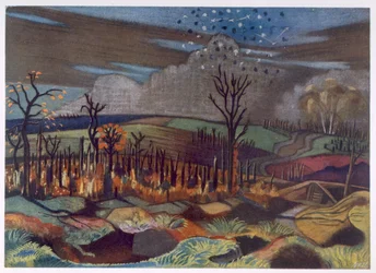 Luftkamp ved Wytschaete, fra britiske kunstnere ved fronten, fortsættelse af vestfronten, tredje del, Paul Nash