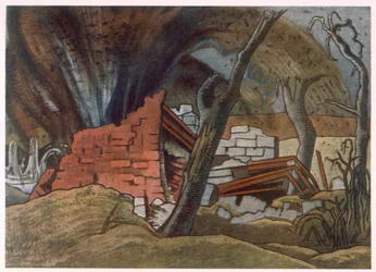 Shell Bursting, fra britiske kunstnere ved fronten, fortsættelse af vestfronten, tredje del, Paul Nash