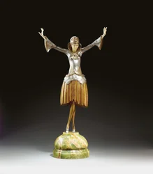 Danser med turban, ca. 1925 (malet bronze, elfenben og onyx)